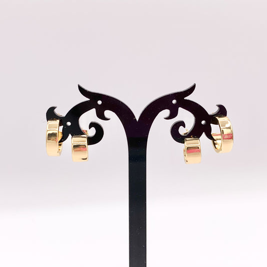 Minimalist Plain Small Thick Earring Hoops in 18K Gold Plated Over Brass 5 PAIRS