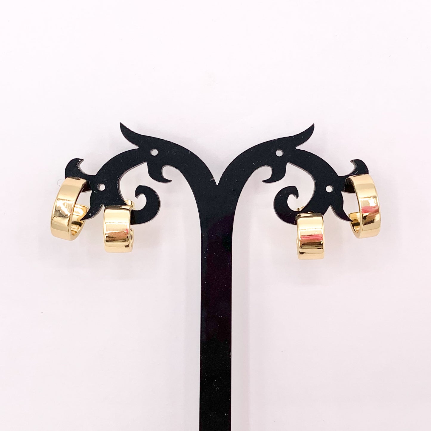 Minimalist Plain Small Thick Earring Hoops in 18K Gold Plated Over Brass 5 PAIRS