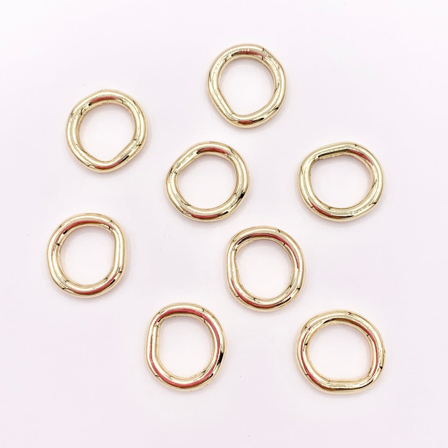 15-16mm Dainty Simple Irregular Circle Ring Charms in 18K Gold Plated Copper 12 PCS