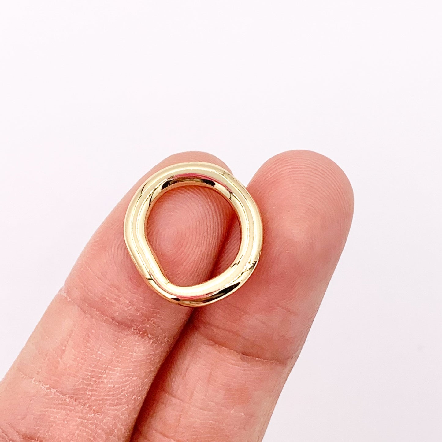 15-16mm Dainty Simple Irregular Circle Ring Charms in 18K Gold Plated Copper 12 PCS