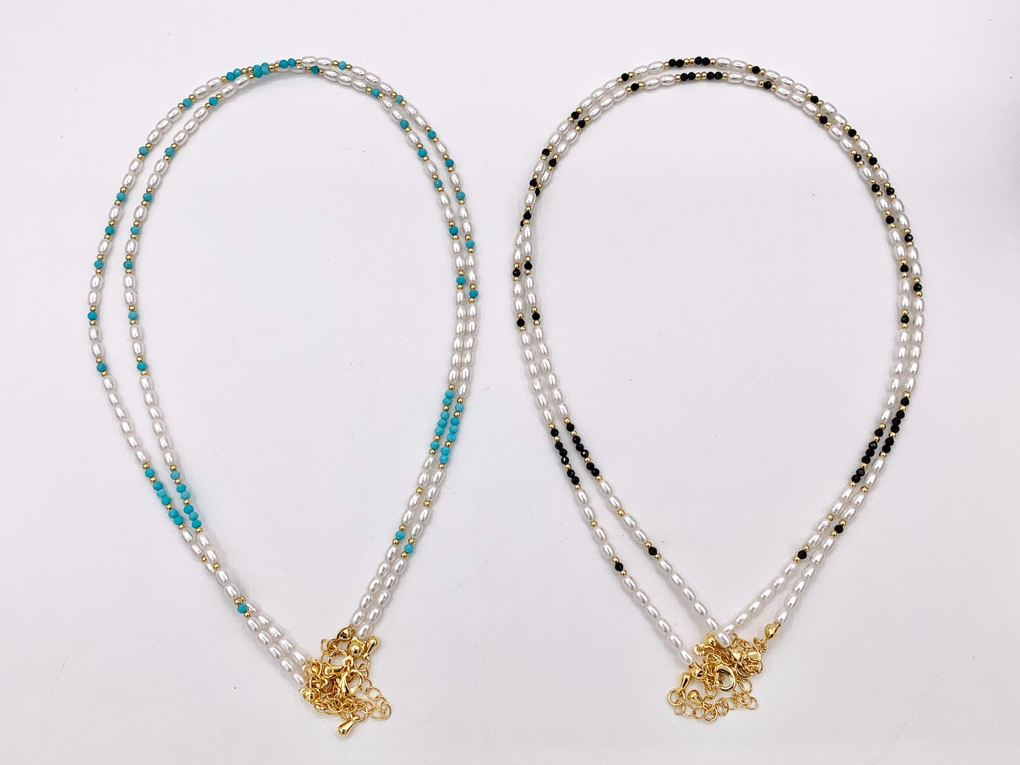 Delicate Magnesite and Black Spinel Stone With Mother of Pearl Beaded Chokers 18K Gold Plated Copper Cute Choker Finished Necklace 16"