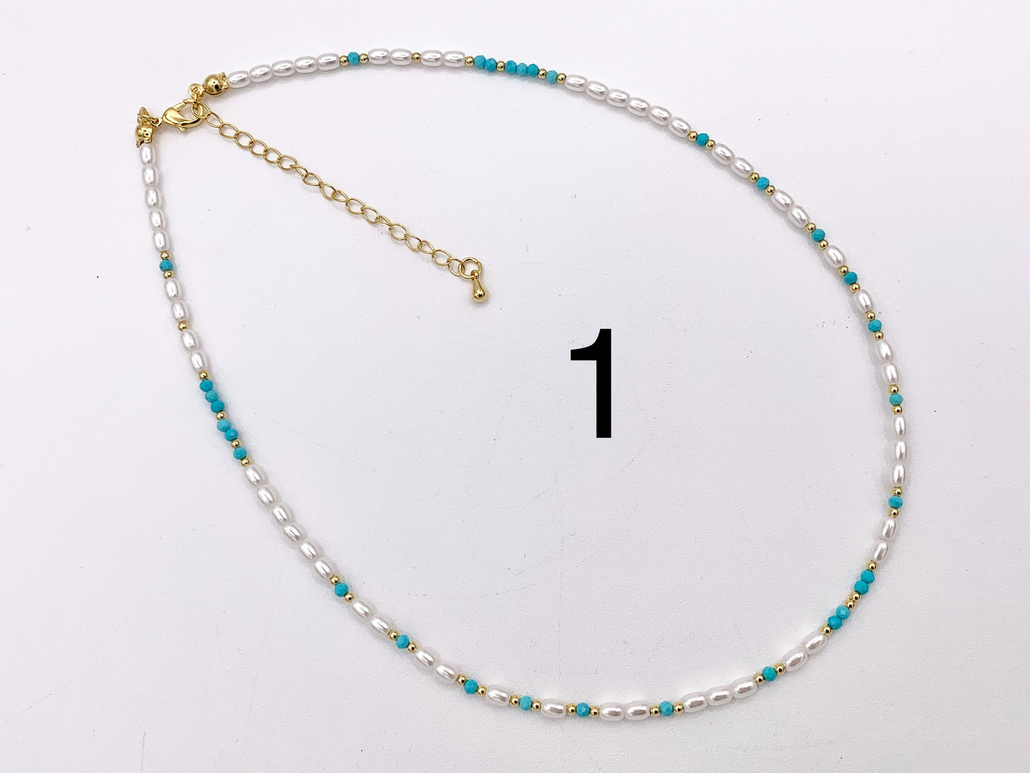 Delicate Magnesite and Black Spinel Stone With Mother of Pearl Beaded Chokers 18K Gold Plated Copper Cute Choker Finished Necklace 16"