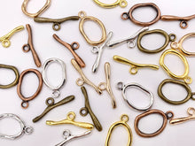 Cargar imagen en el visor de la galería, 15x20mm Pewter Toggles Plain Irregular Circle Clasps in Rosy Gold, Gold, Silver, Bronze And Copper  125G
