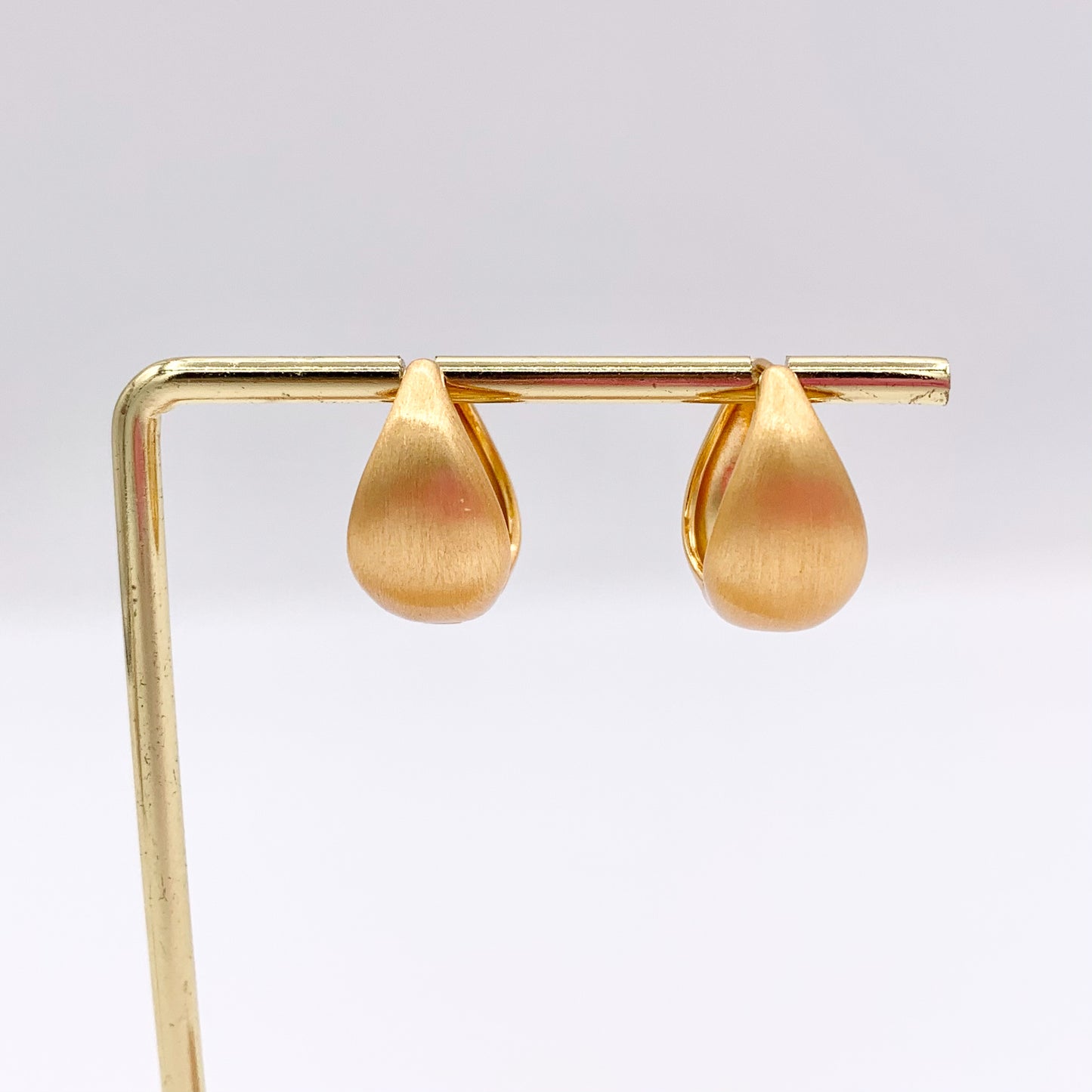 Real Gold/Silver 18K Brushed Drop Puffy Earring Hoops 3 PAIRS