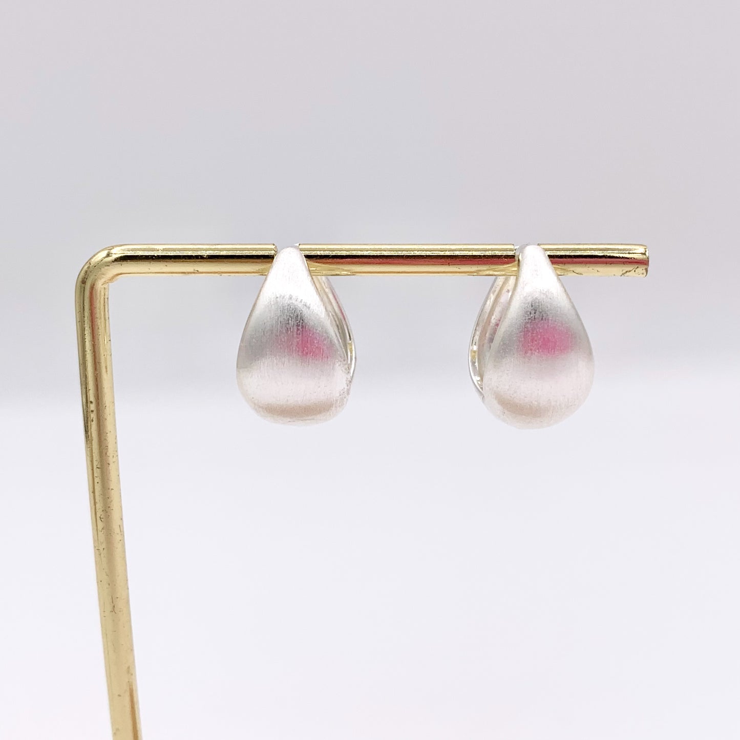 Real Gold/Silver 18K Brushed Drop Puffy Earring Hoops 3 PAIRS