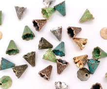 Cargar imagen en el visor de la galería, 12x11mm Pewter Textured Bead Cap Bulk Order in Gold, Silver, Brass, Copper &amp; Patina
