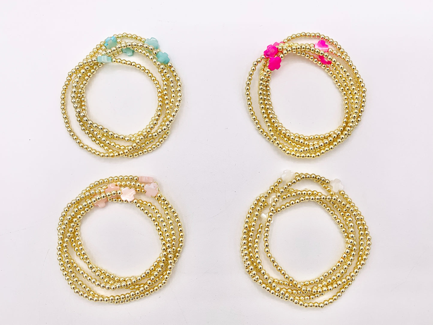 18K Gold Plated Hematite Shell Cross Dainty Stretchy Bracelet 1 piece