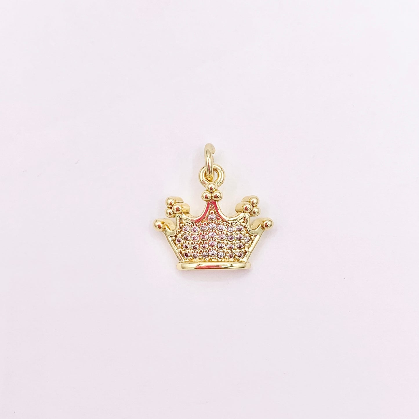 Tiara Princess Crown Charms in 18K Gold Plated with CZ Pave Charms Over Brass 10 PCS