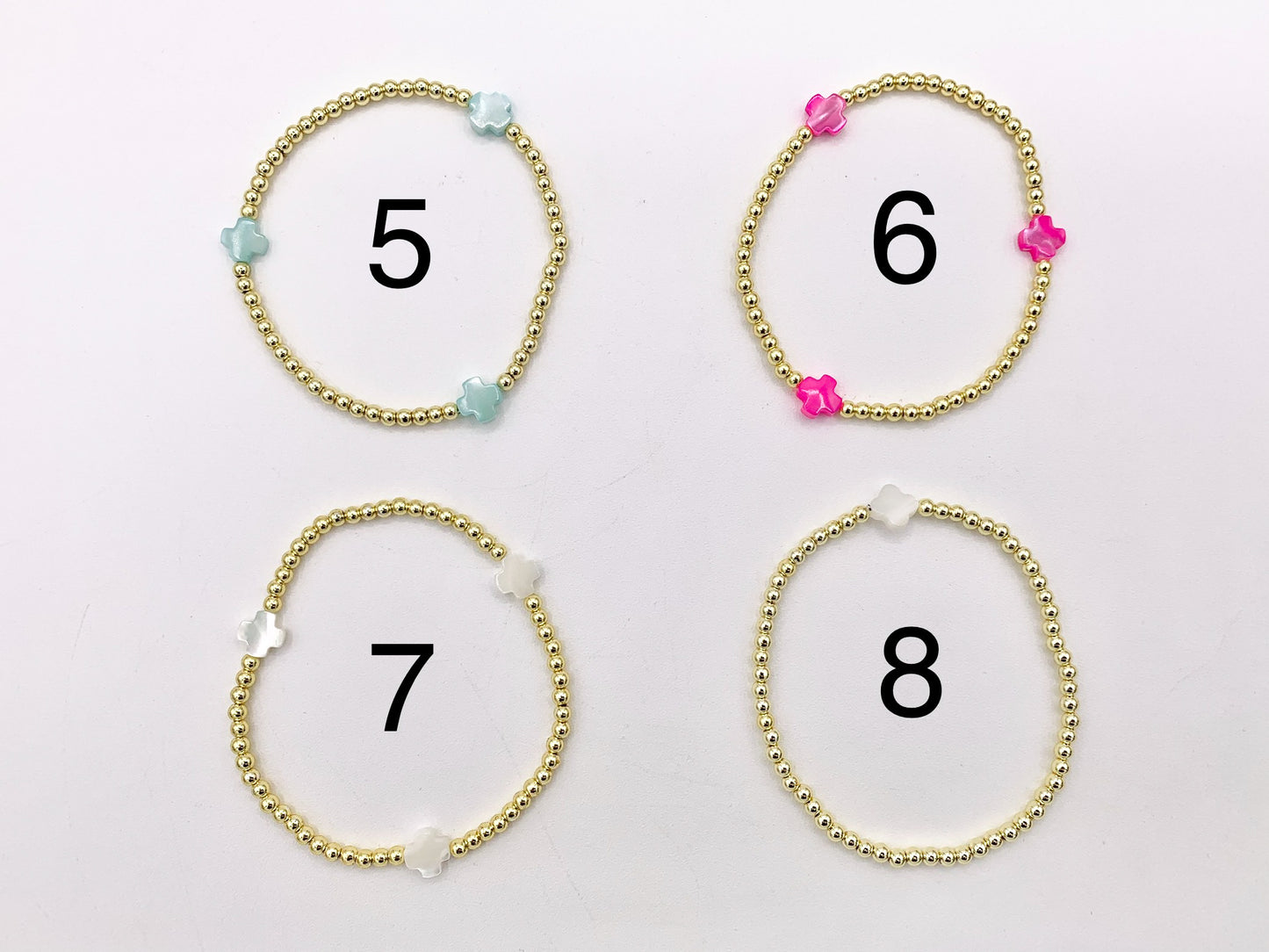 18K Gold Plated Hematite Shell Cross Dainty Stretchy Bracelet 1 piece