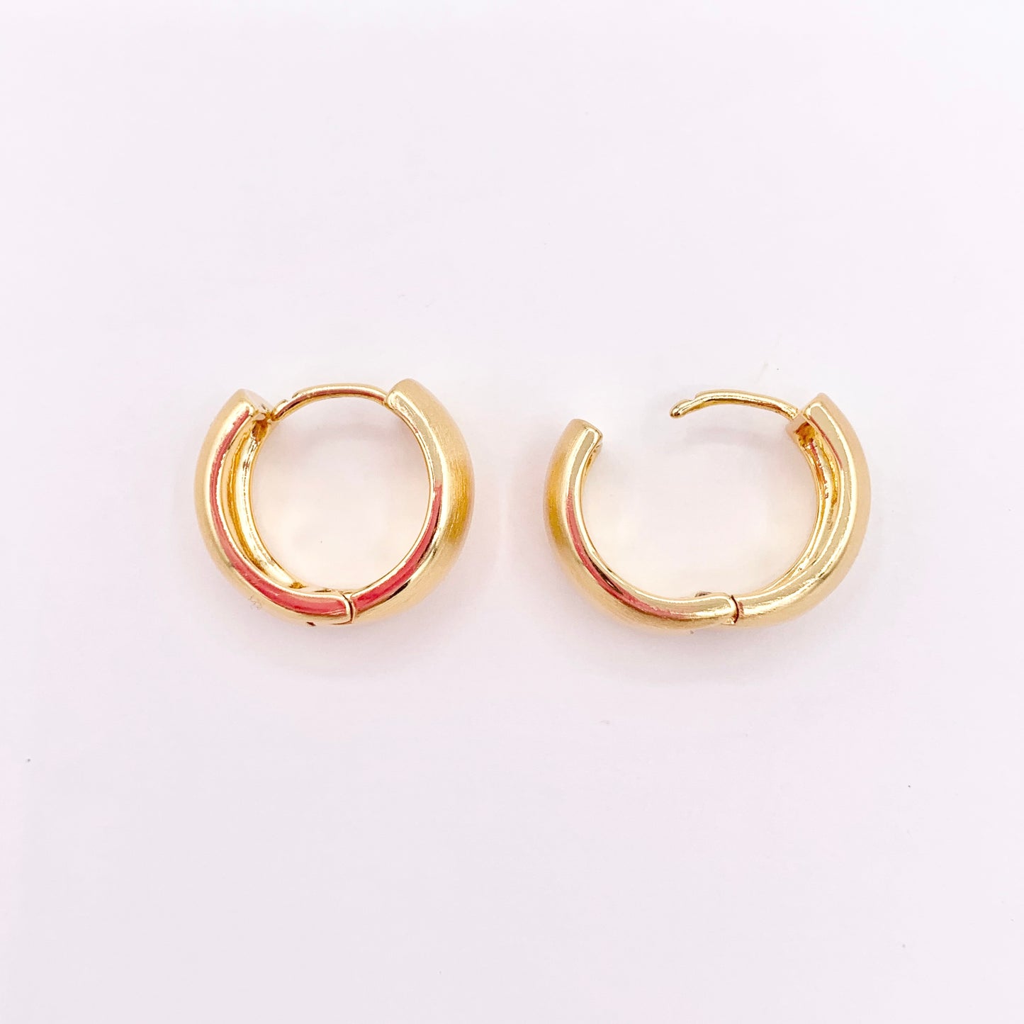 Real Gold/Silver 18K Brushed Circle Puffy Earring Hoops 3 PAIRS