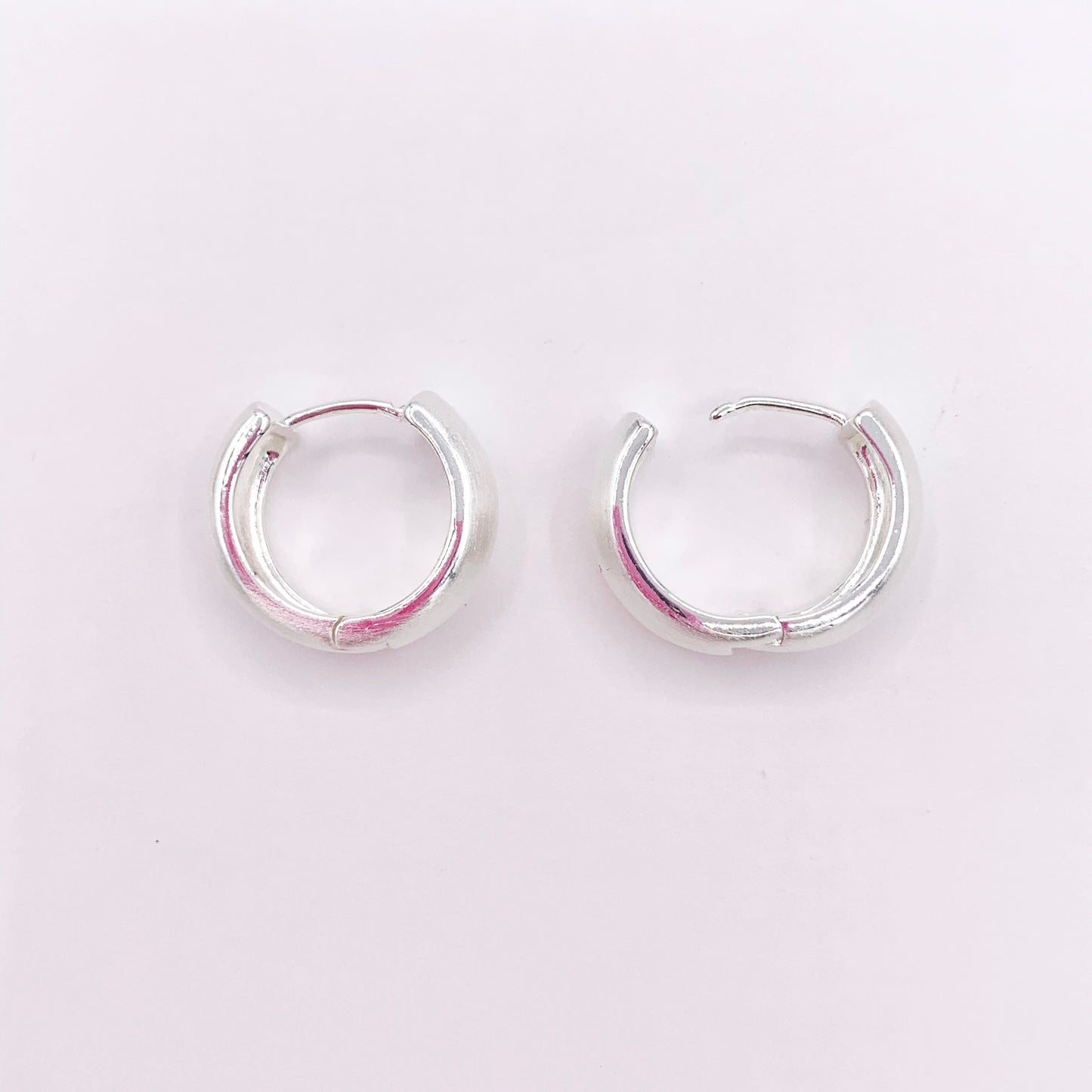 Real Gold/Silver 18K Brushed Circle Puffy Earring Hoops 3 PAIRS