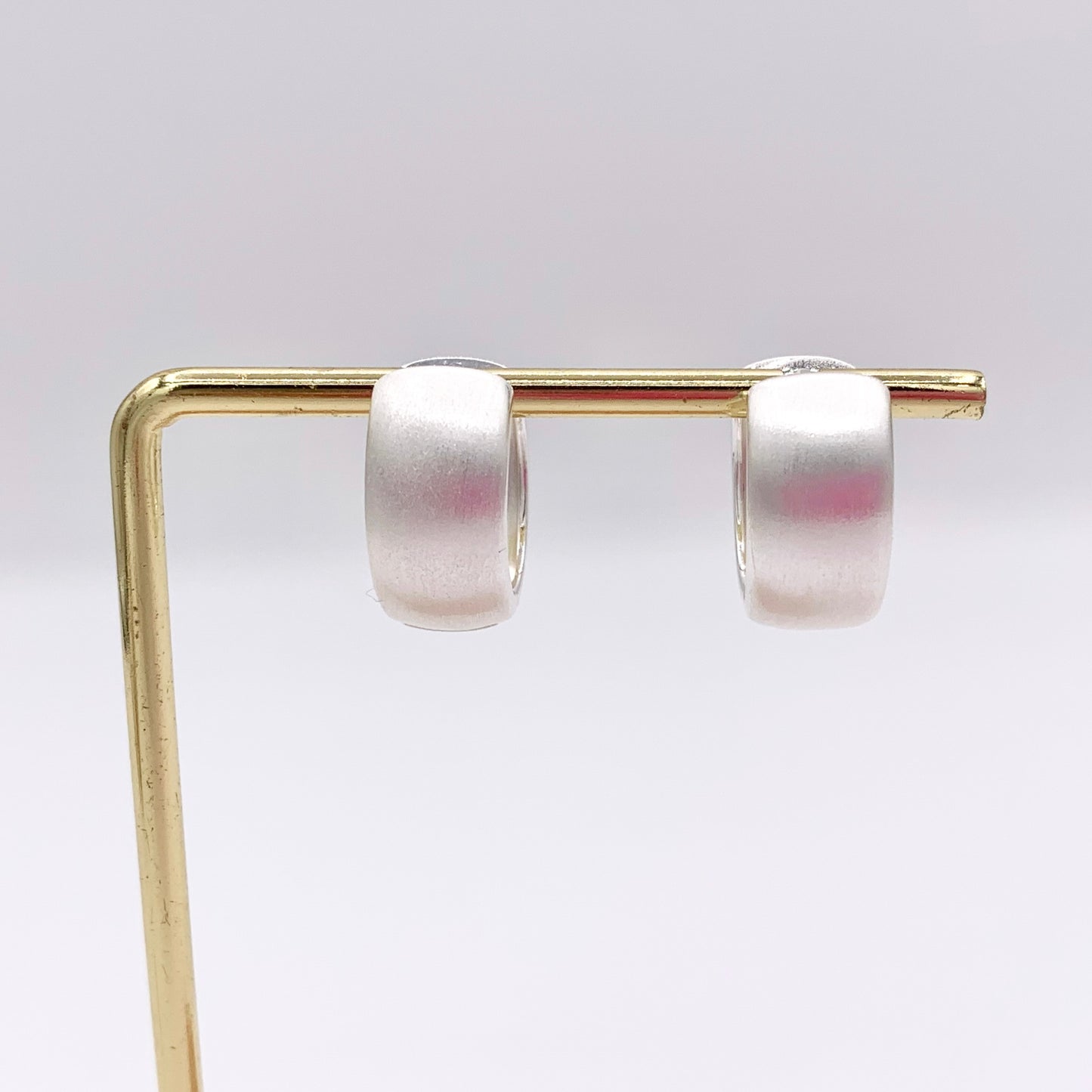 Real Gold/Silver 18K Brushed Circle Puffy Earring Hoops 3 PAIRS