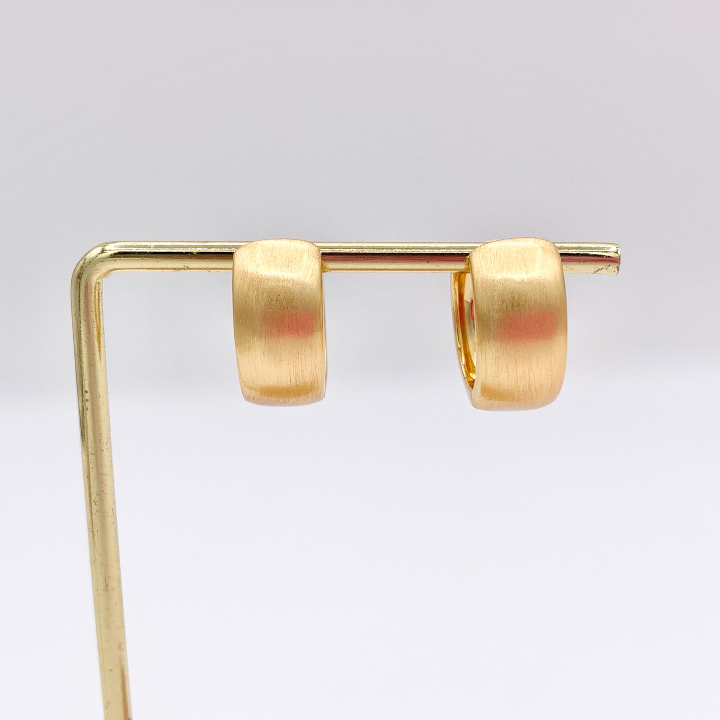 Real Gold/Silver 18K Brushed Circle Puffy Earring Hoops 3 PAIRS