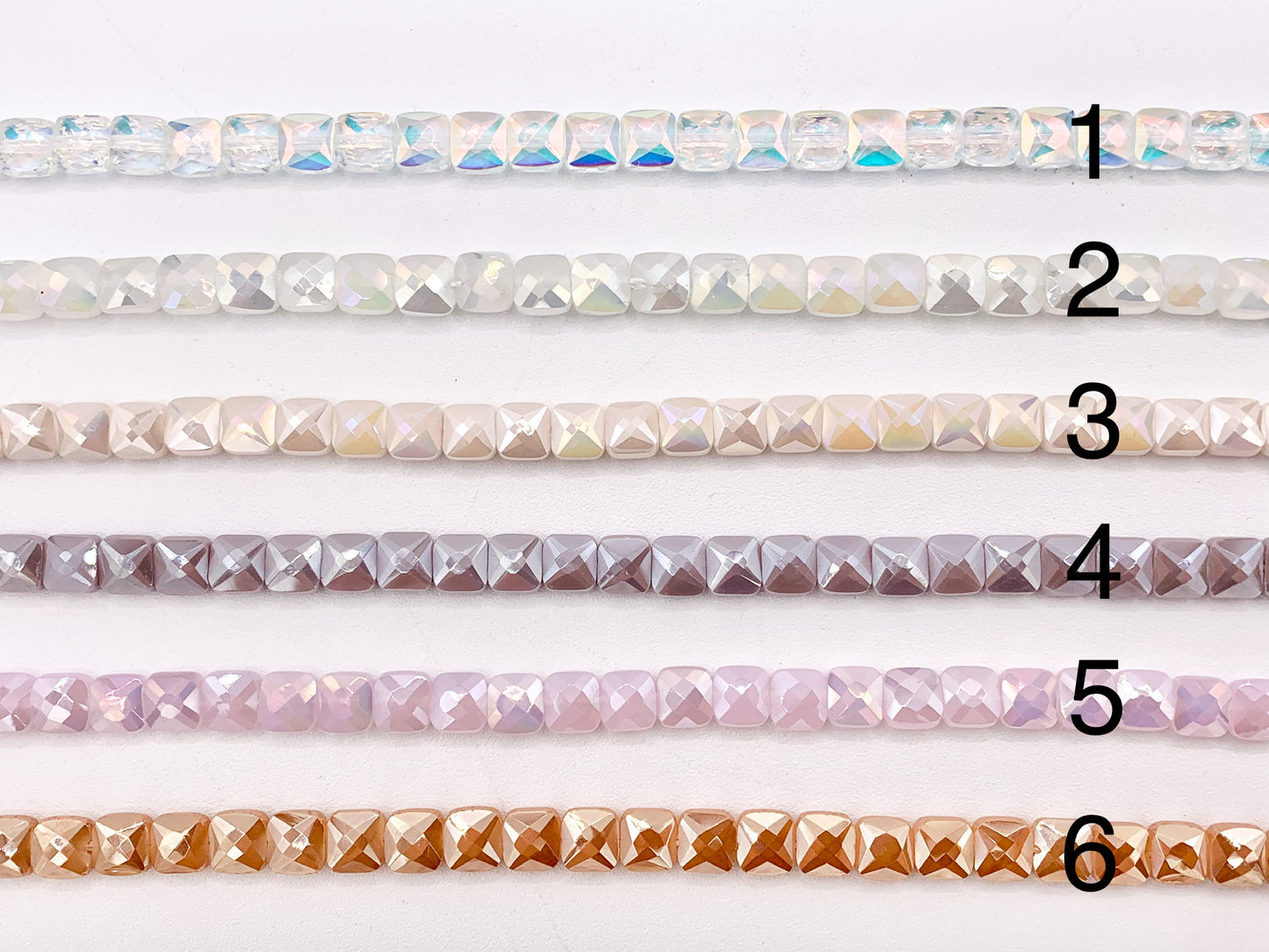 6mm High Quality Crystal Square Faceted Shiny AB Color Crystal Beads Strand Available in 22 Colors 1 Strand