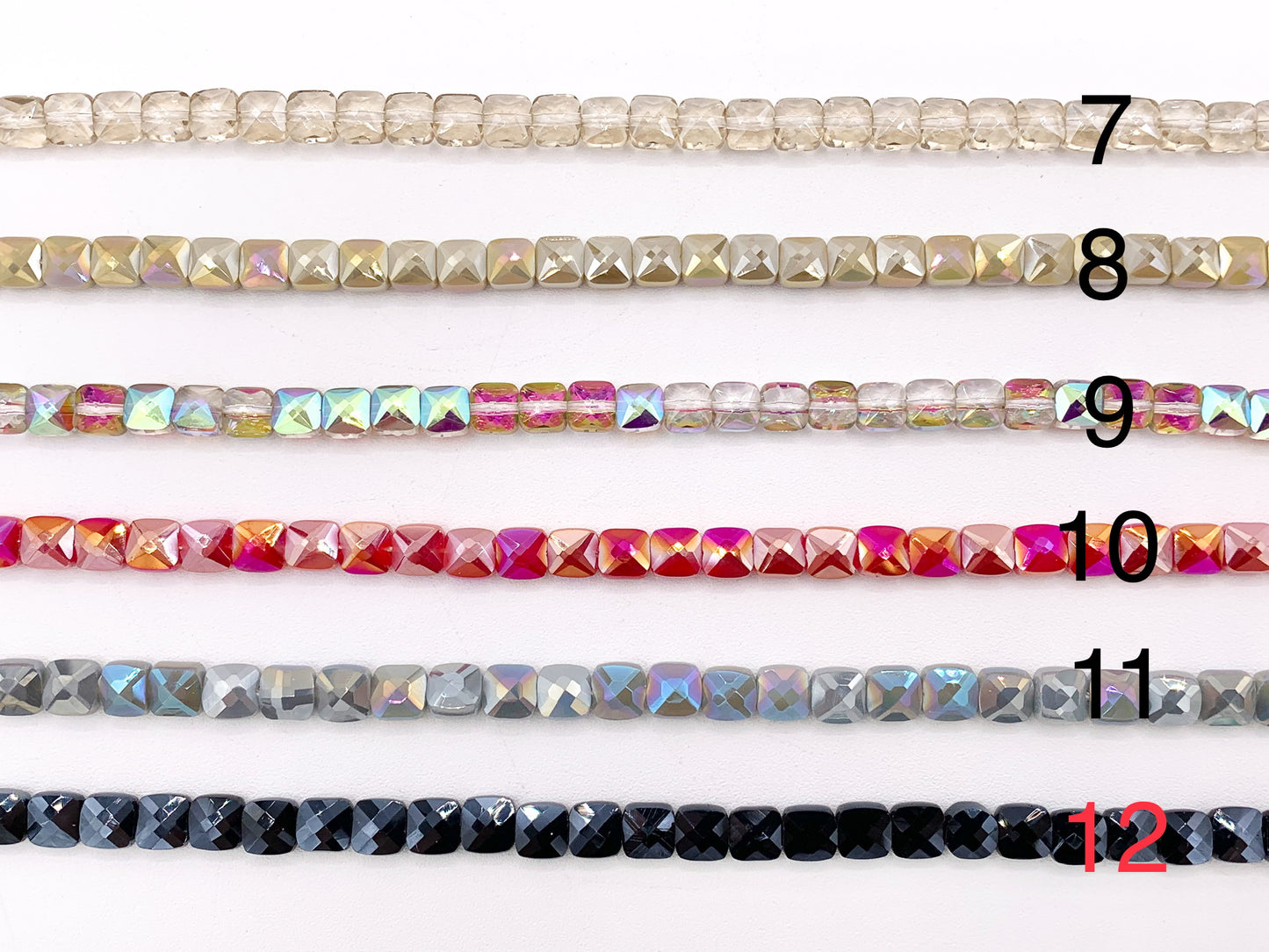 6mm High Quality Crystal Square Faceted Shiny AB Color Crystal Beads Strand Available in 22 Colors 1 Strand