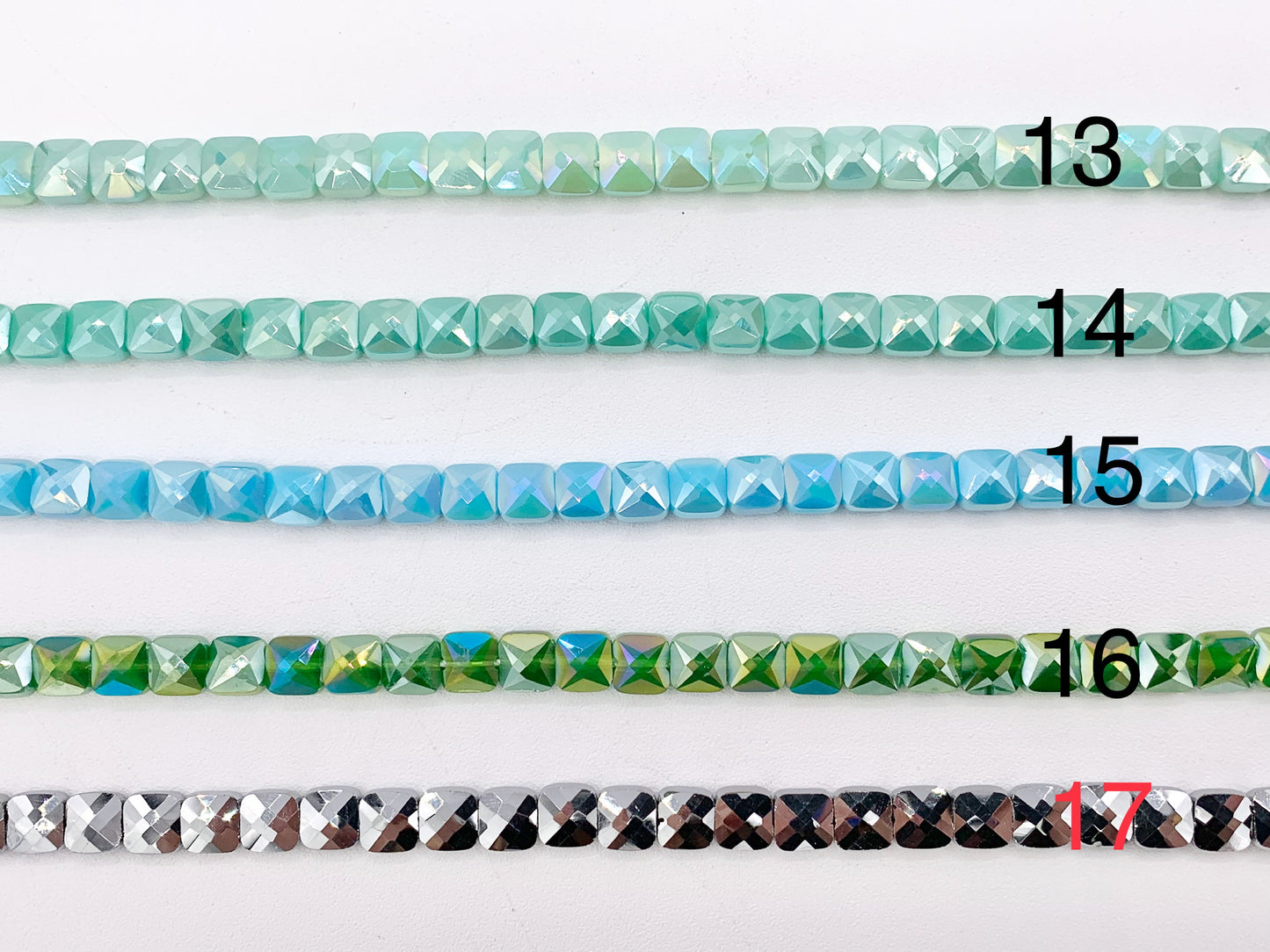6mm High Quality Crystal Square Faceted Shiny AB Color Crystal Beads Strand Available in 22 Colors 1 Strand