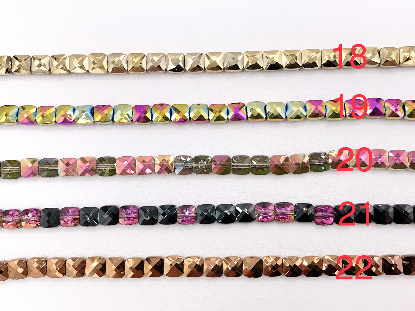 6mm High Quality Crystal Square Faceted Shiny AB Color Crystal Beads Strand Available in 22 Colors 1 Strand