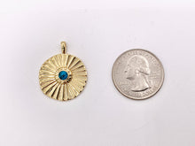 Cargar imagen en el visor de la galería, Gold Coin Pendant Charms Turquoise Howlite Center in 18K Gold Plated Copper 8 PCS
