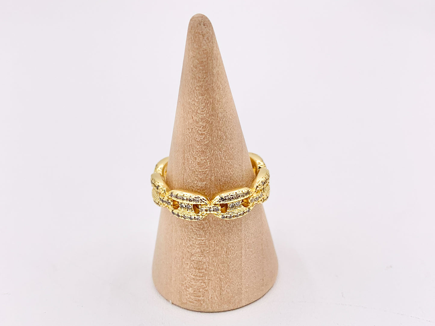 Cute Button Coffee Bean Pig Nose Adjustable Ring in 18K Real Gold Plated Copper CZ Pave 5 PCS