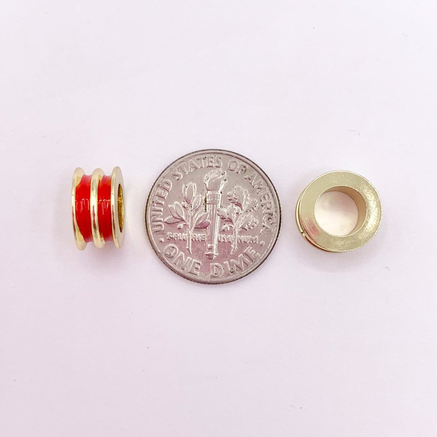Enamel Tube Large Hole Spacer Beads Charm in Real Gold 18K Plated over Brass 15PCS