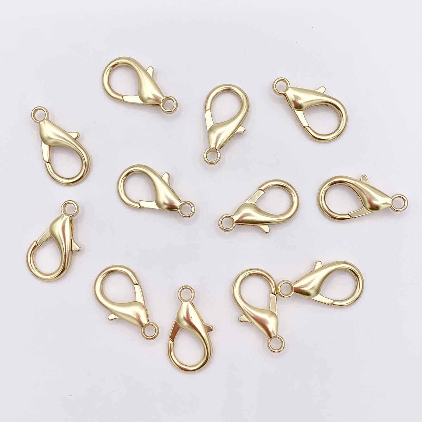 Matte 18K Gold Plated Brass Plain Medium Large Lobster Clasp 20 PCS