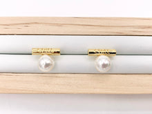 Cargar imagen en el visor de la galería, Cute Stick Pearl Earring Studs in Real 18K Gold Plated Over Copper 5 PAIRS
