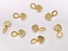 Load image into Gallery viewer, Cute Heart Charms in CZ Pave plated in 18K Gold Copper Base 8 PCS
