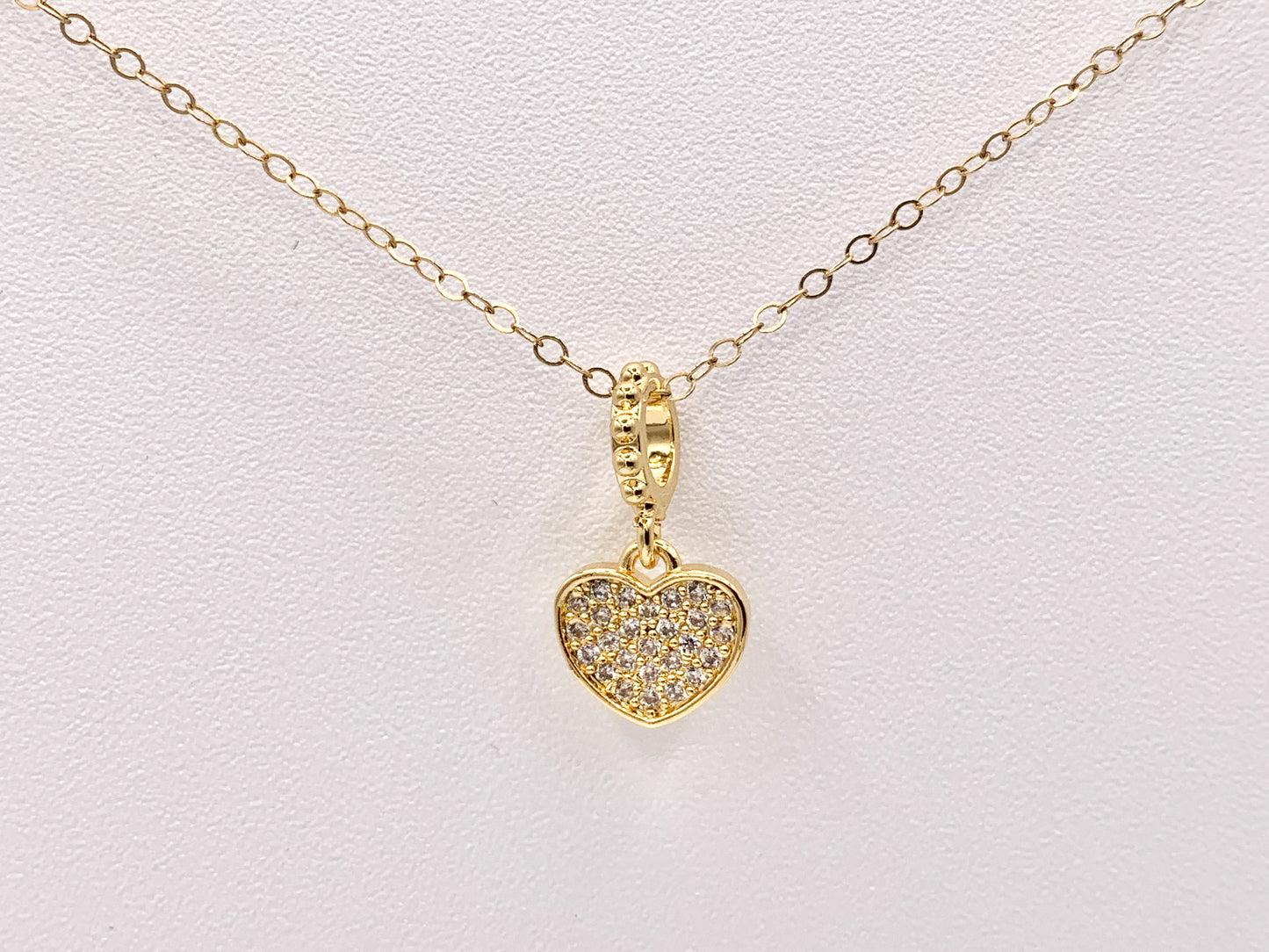 Cute Heart Charms in CZ Pave plated in 18K Gold Copper Base 8 PCS