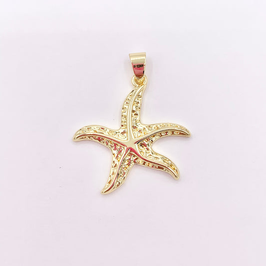 Starfish Pendants Plated in 18K Gold Copper Base 6 PCS