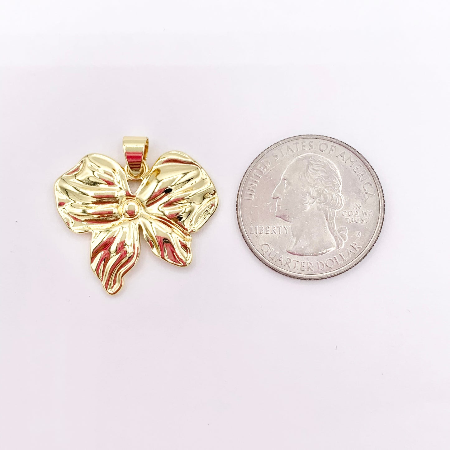Large Bowtie Pendant in 18K Gold Plated Over Copper 10 PCS