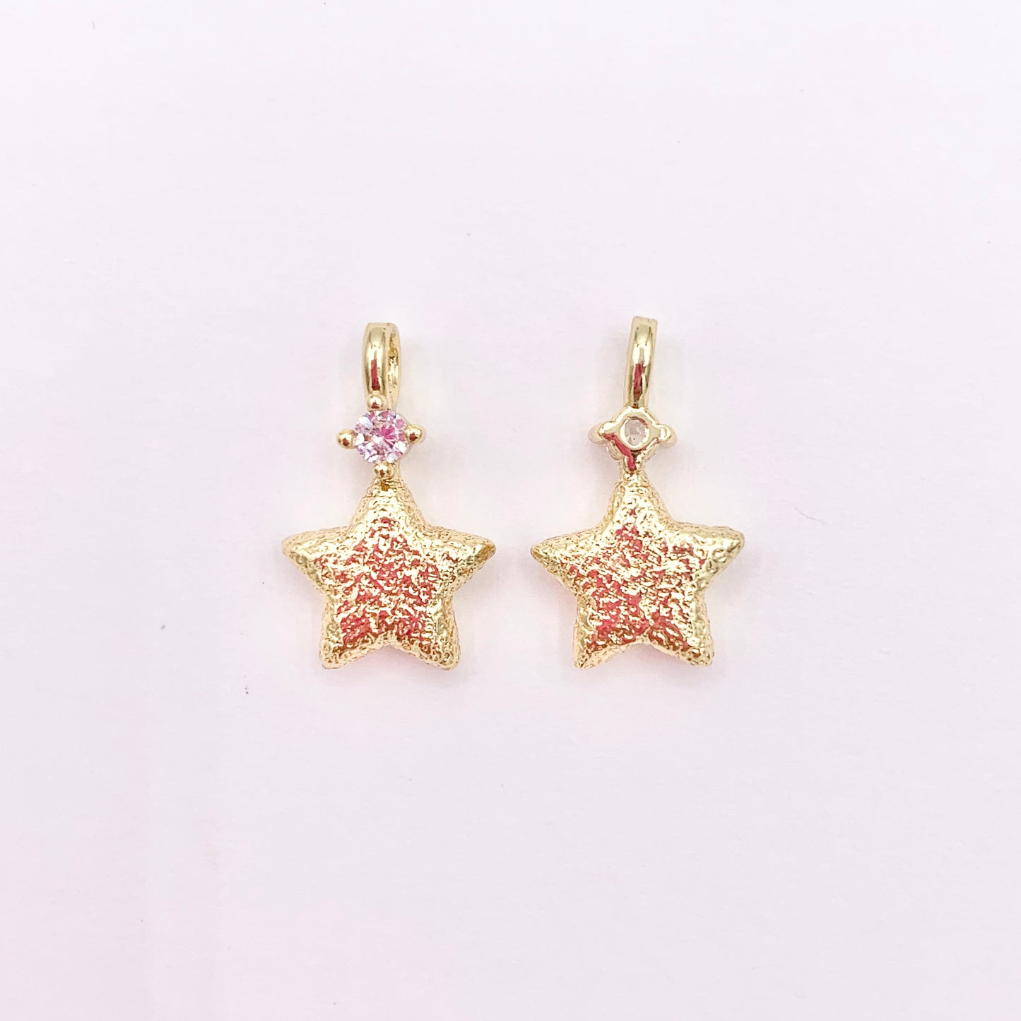 CZ Pave Tiny Star Charm in Real Gold 18K Plated Brass 12 PCS