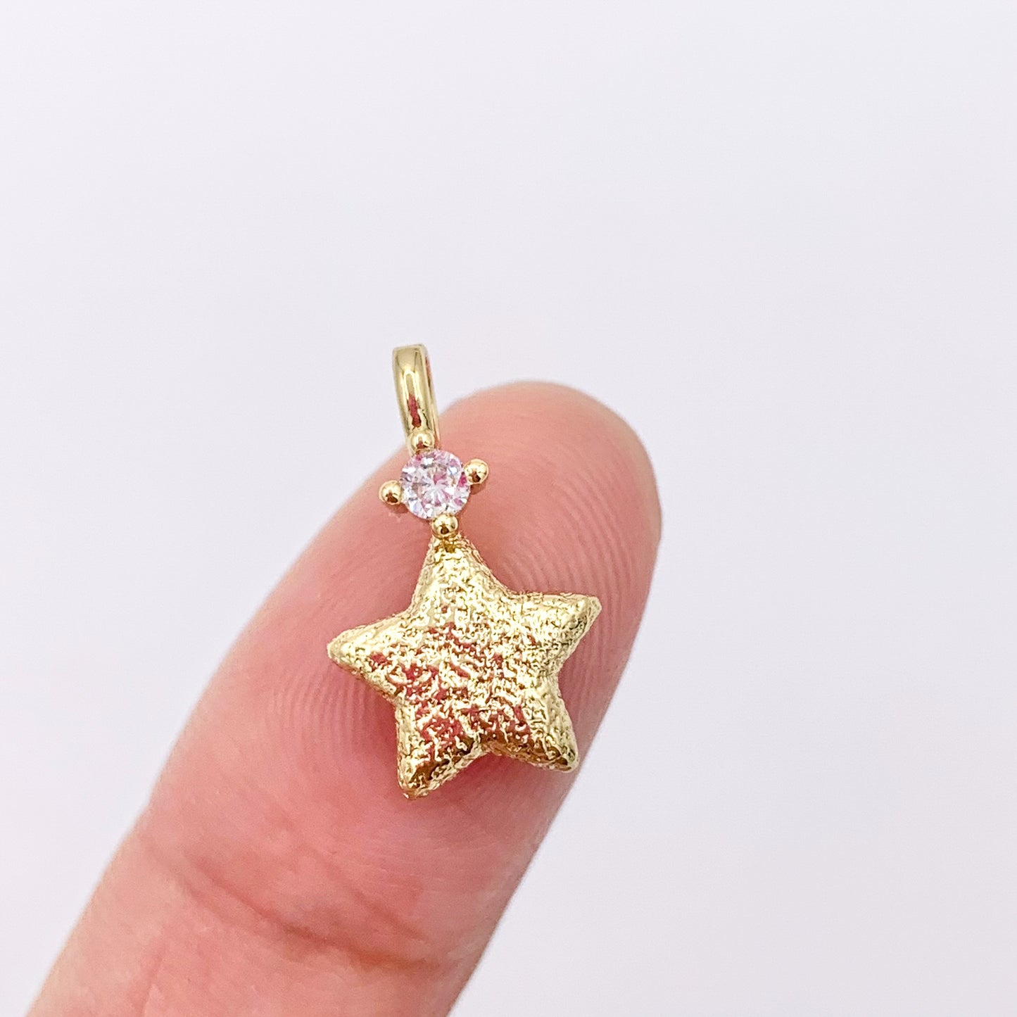 CZ Pave Tiny Star Charm in Real Gold 18K Plated Brass 12 PCS