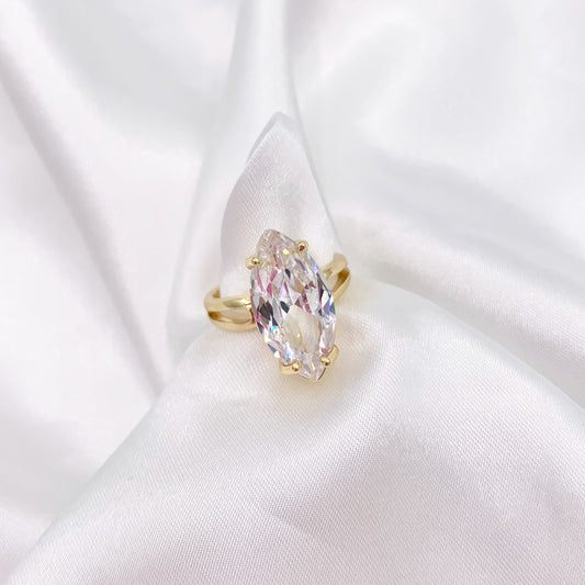 Glamourous Marquis Rhinestone Adjustable Rings in 18K Gold/Silver Plated Copper 4 PCS