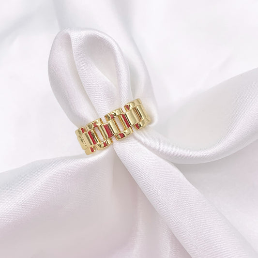 Rectangle Link Rings in 18K Gold Plated Copper 5 PCS