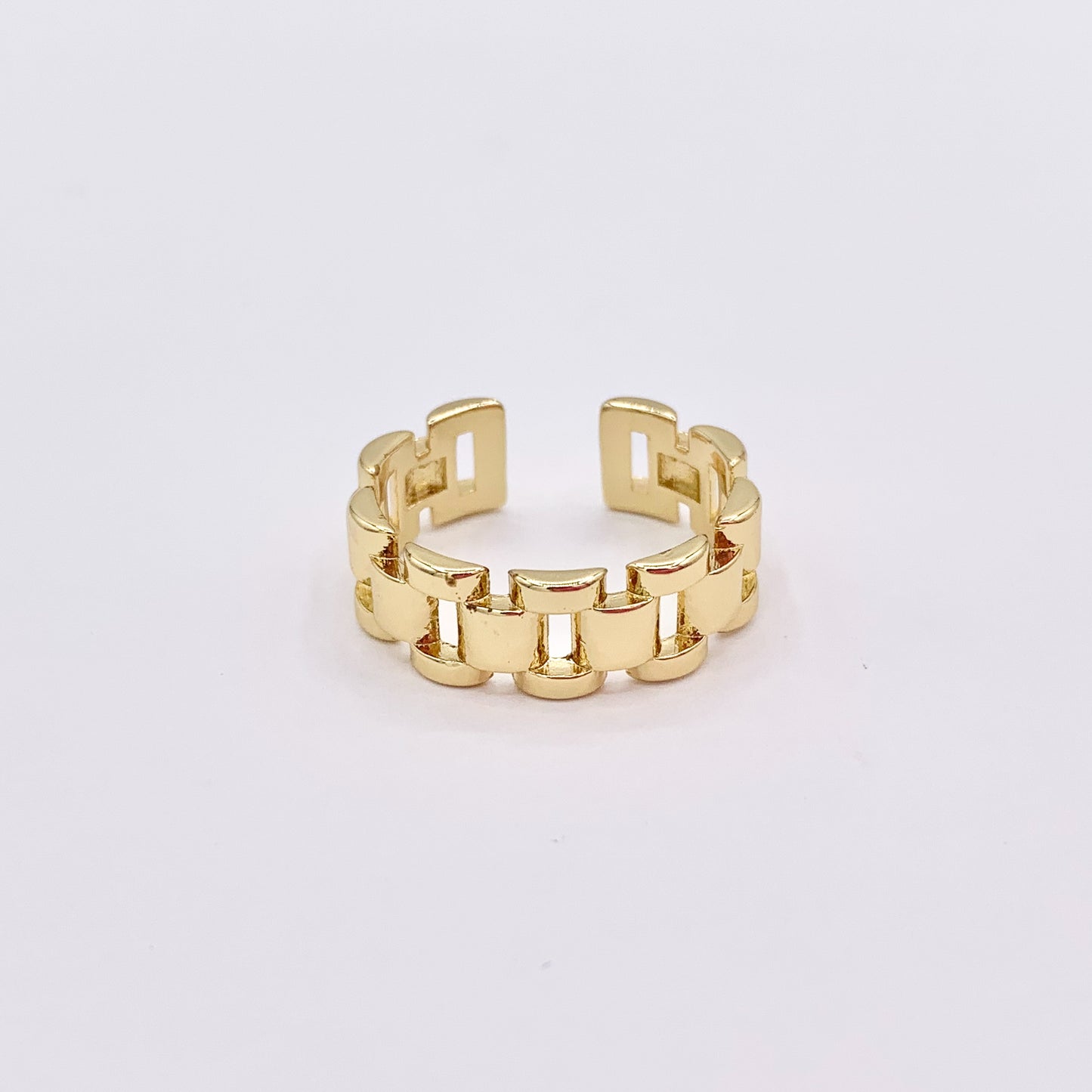 Rectangle Link Rings in 18K Gold Plated Copper 5 PCS