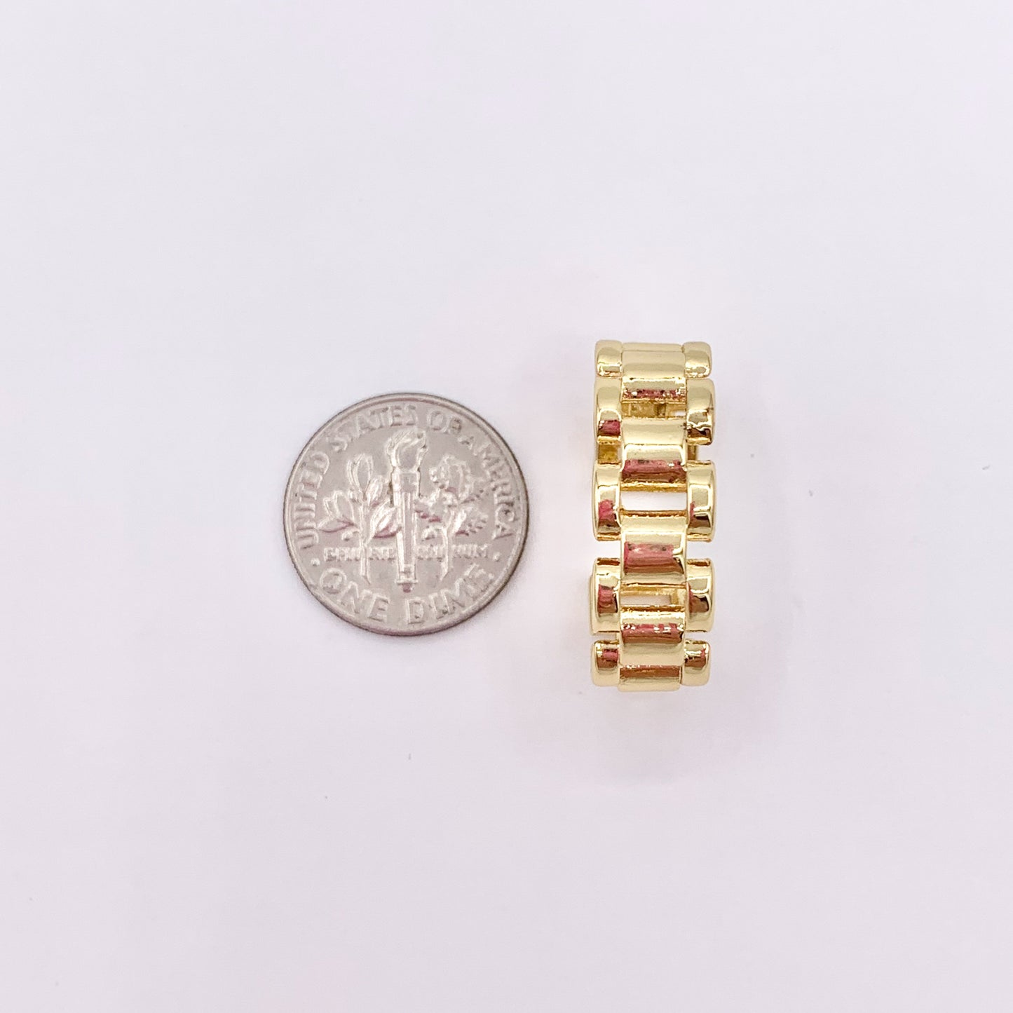 Rectangle Link Rings in 18K Gold Plated Copper 5 PCS