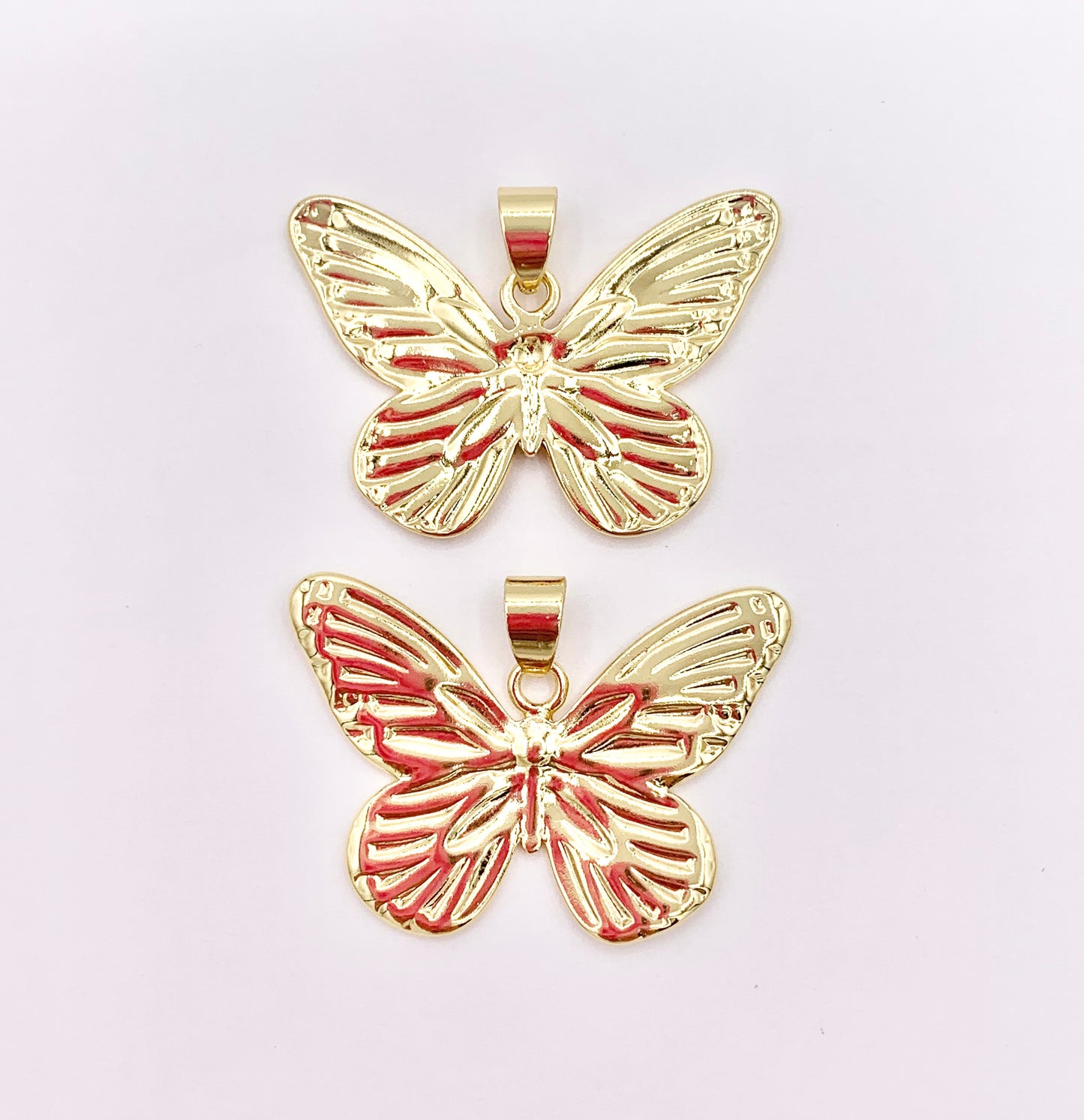 Beautiful Large Butterfly Pendant in 18K Gold Plated Over Copper 6 PCS