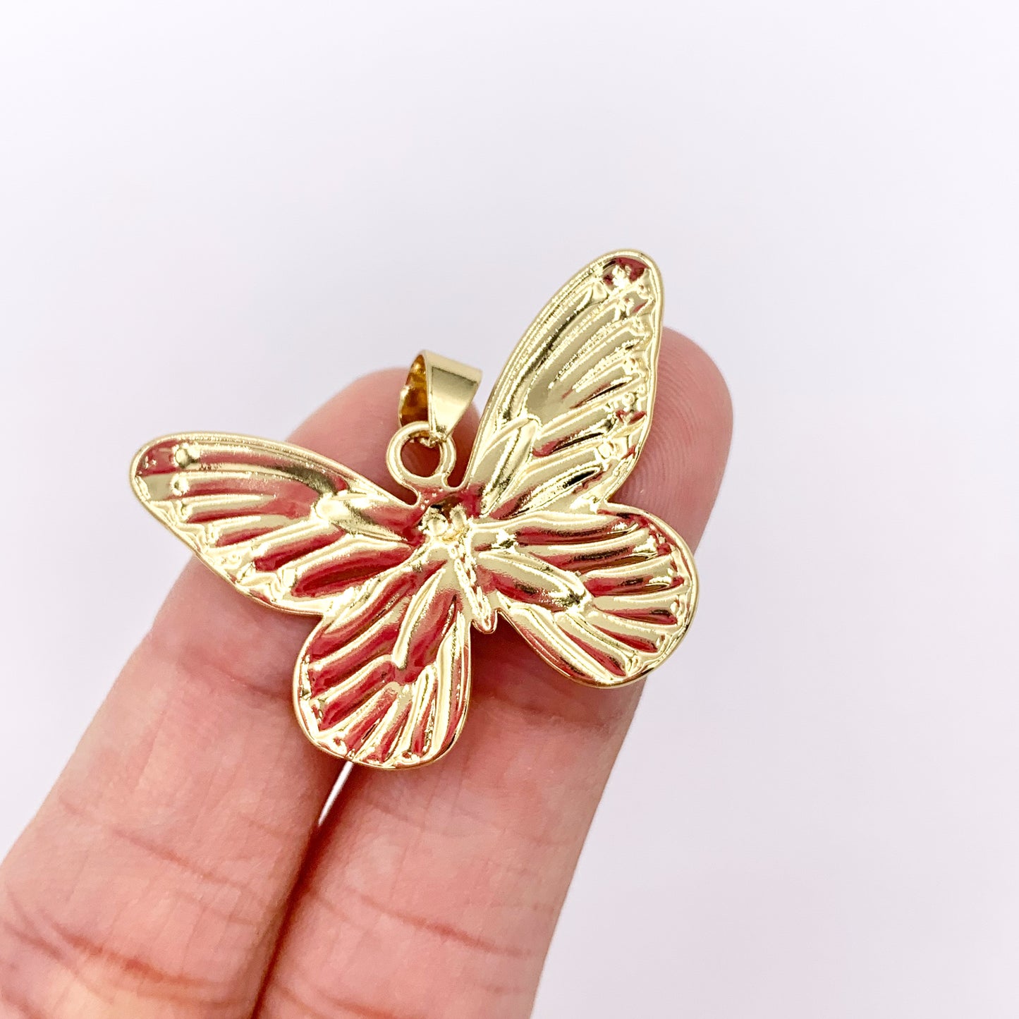 Beautiful Large Butterfly Pendant in 18K Gold Plated Over Copper 6 PCS