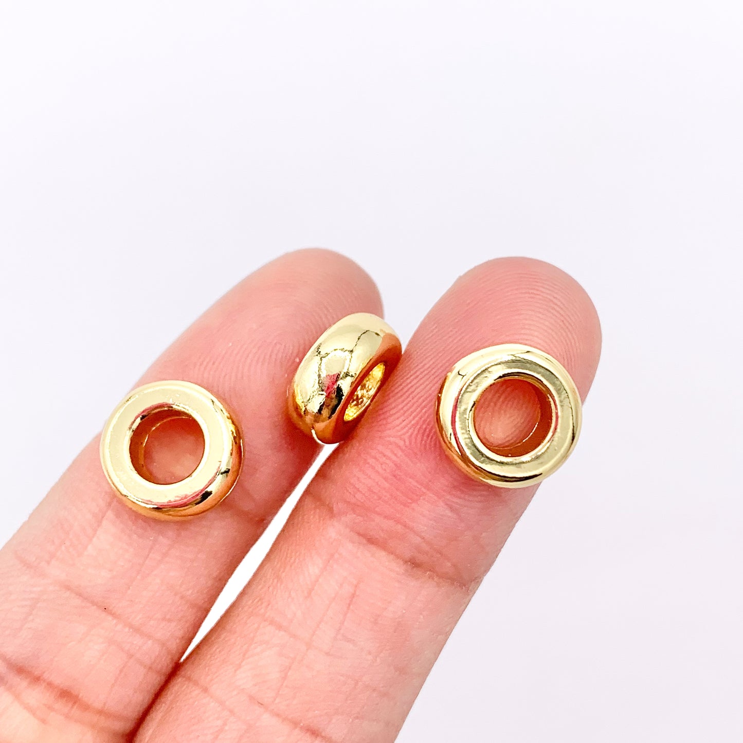 4x10mm Large Hole Rondelle Spacer Beads in Real 18K Gold Plated Over Brass 10 PCS