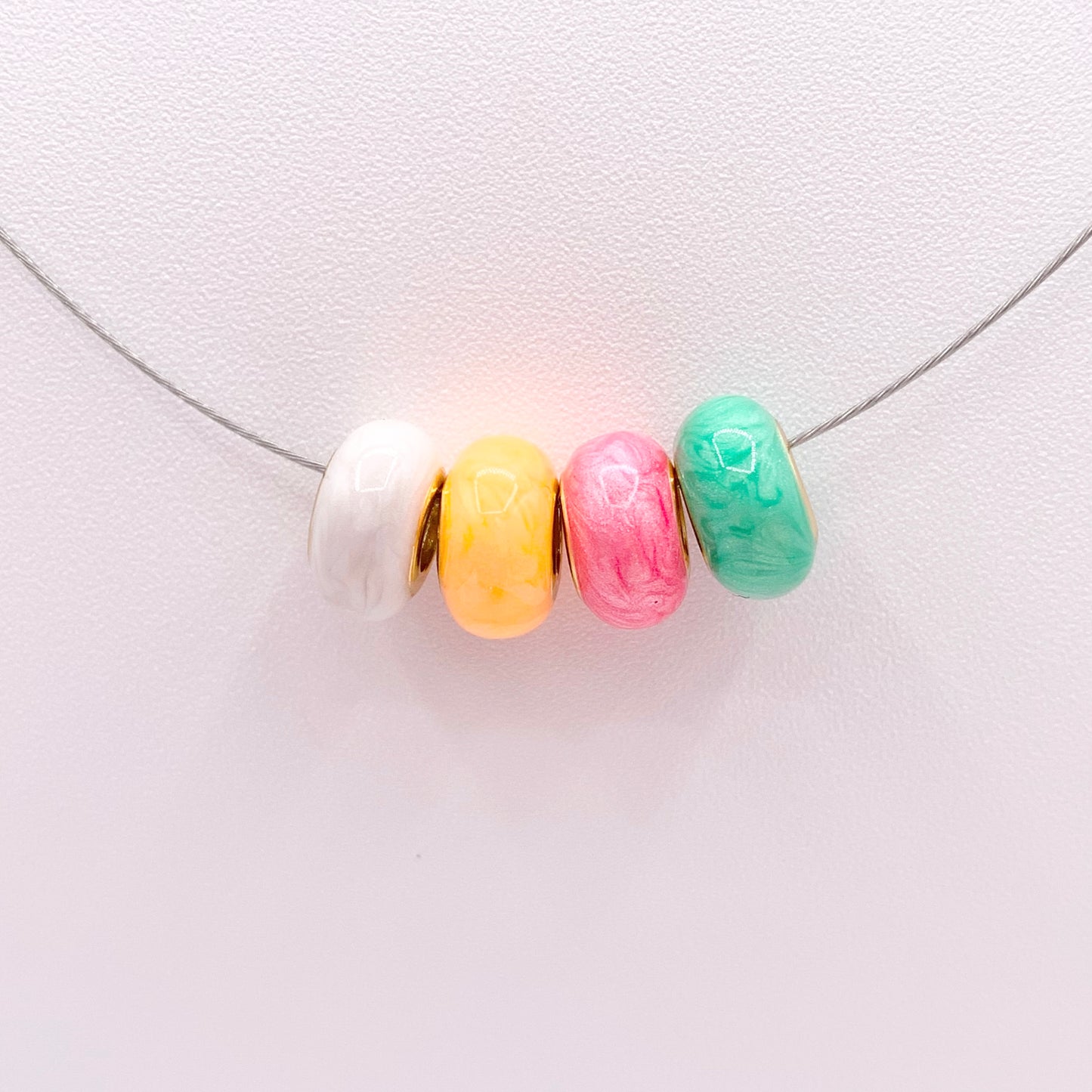 5x11mm Large Hole Rondelle Colorful Acetate Spacer Beads in Real 18K Gold Plated Over Brass 8 PCS