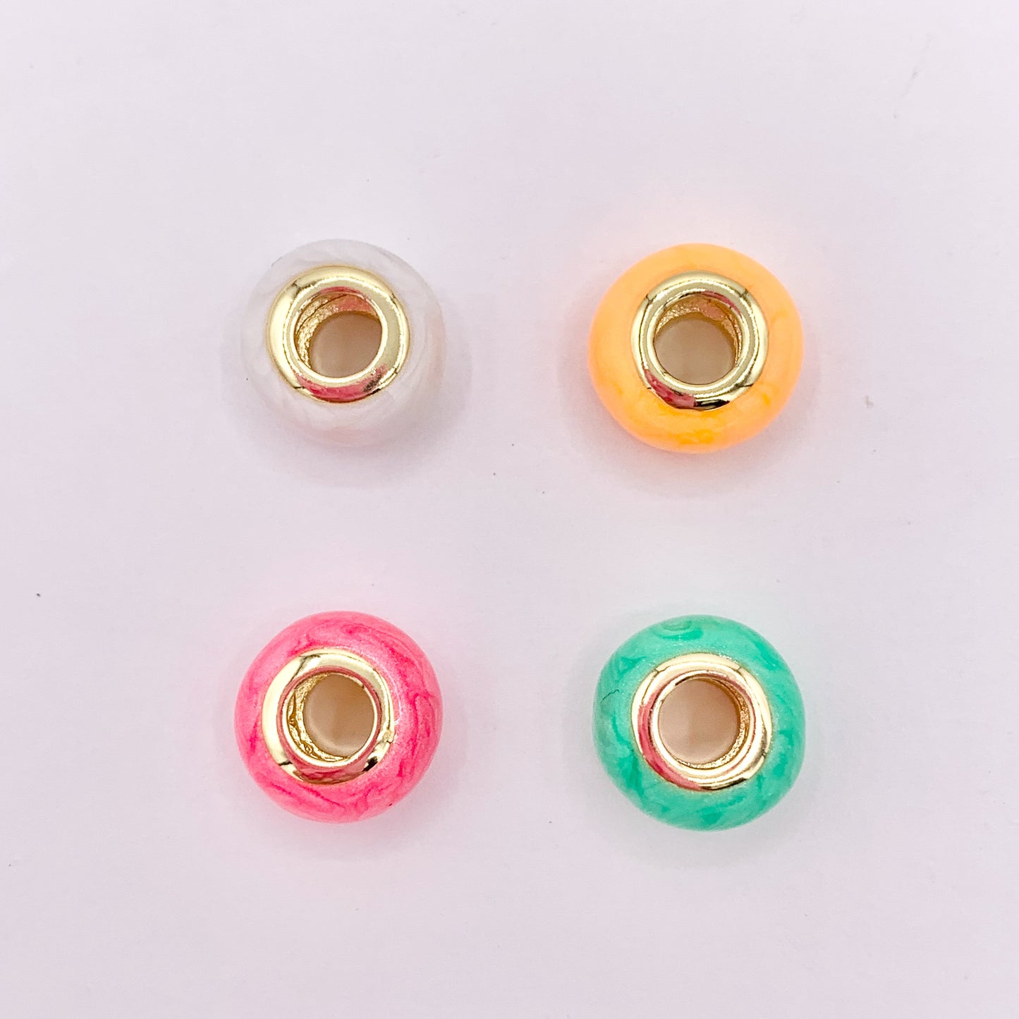 5x11mm Large Hole Rondelle Colorful Acetate Spacer Beads in Real 18K Gold Plated Over Brass 8 PCS