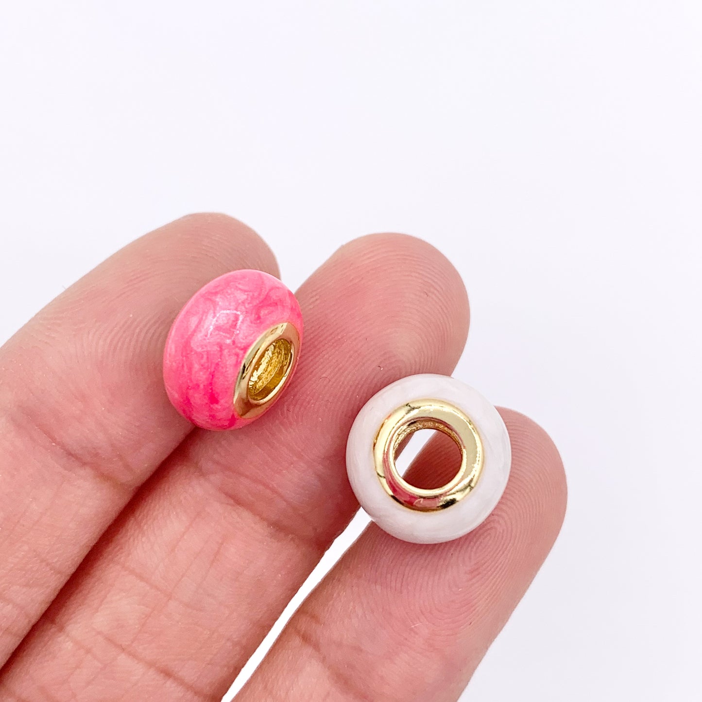 5x11mm Large Hole Rondelle Colorful Acetate Spacer Beads in Real 18K Gold Plated Over Brass 8 PCS