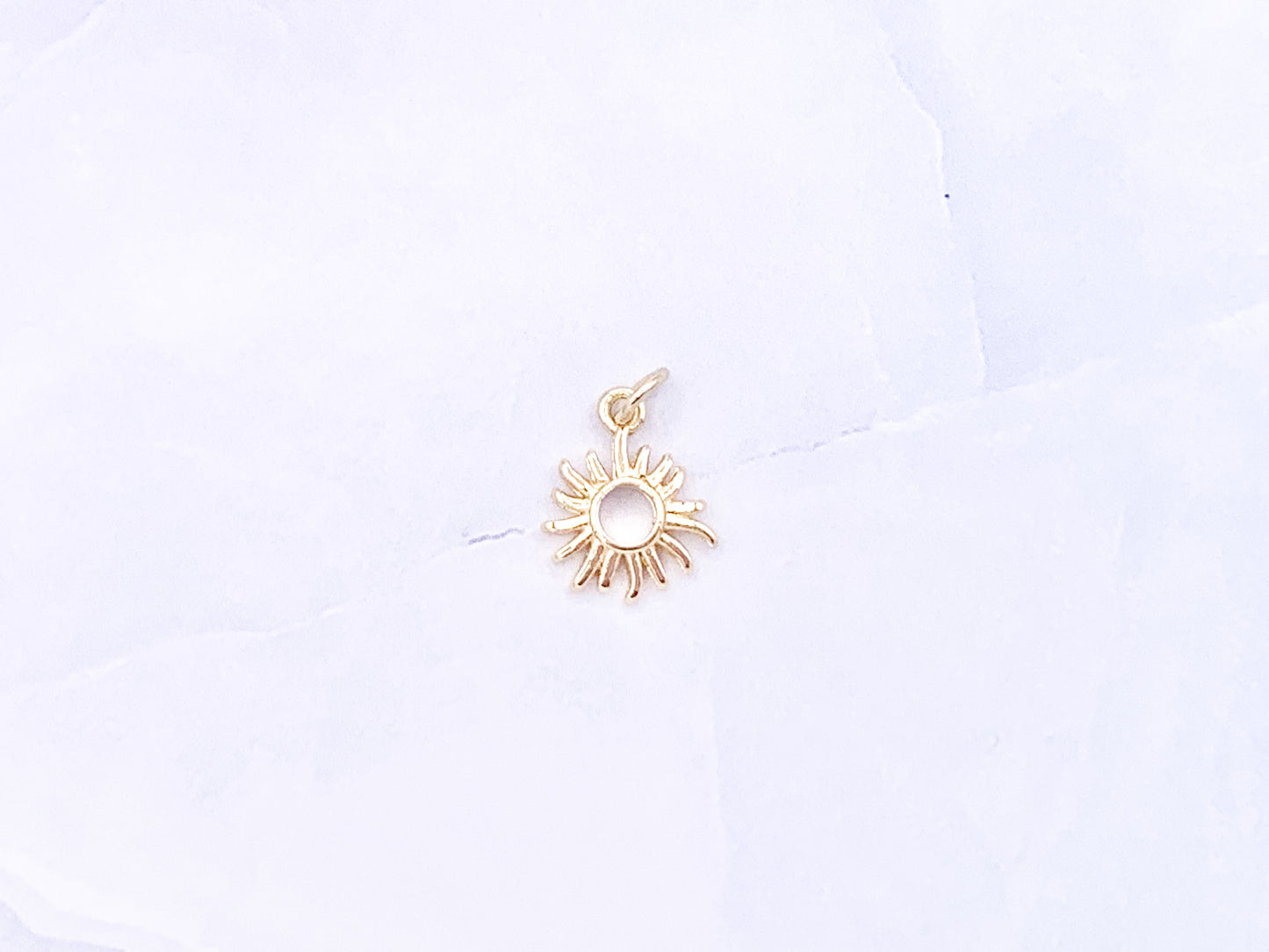 Tiny Cute Sunburst Sun Burst Charms plated in 18K Gold Copper Base 10 pcs
