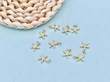 Load image into Gallery viewer, Tiny Cute Starfish Charms plated in 18K Gold Copper Base 10 pcs
