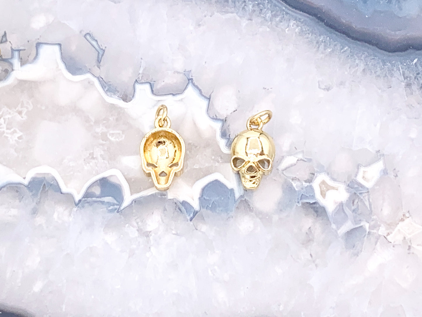 Tiny Skull Charms plated in 18K Gold Copper Base 10pcs