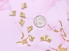 Load image into Gallery viewer, Tiny Cute Heart Charms plated in 18K Gold Copper Base 10 pcs
