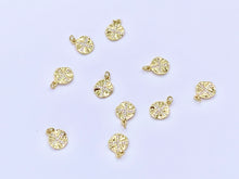 Load image into Gallery viewer, Cute Wavy Cross Coin Charms in CZ Pave plated in 18K Gold Copper Base 10pcs
