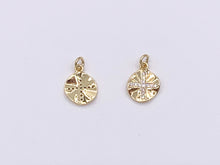 Load image into Gallery viewer, Cute Wavy Cross Coin Charms in CZ Pave plated in 18K Gold Copper Base 10pcs
