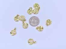 Load image into Gallery viewer, Cute Wavy Cross Coin Charms in CZ Pave plated in 18K Gold Copper Base 10pcs
