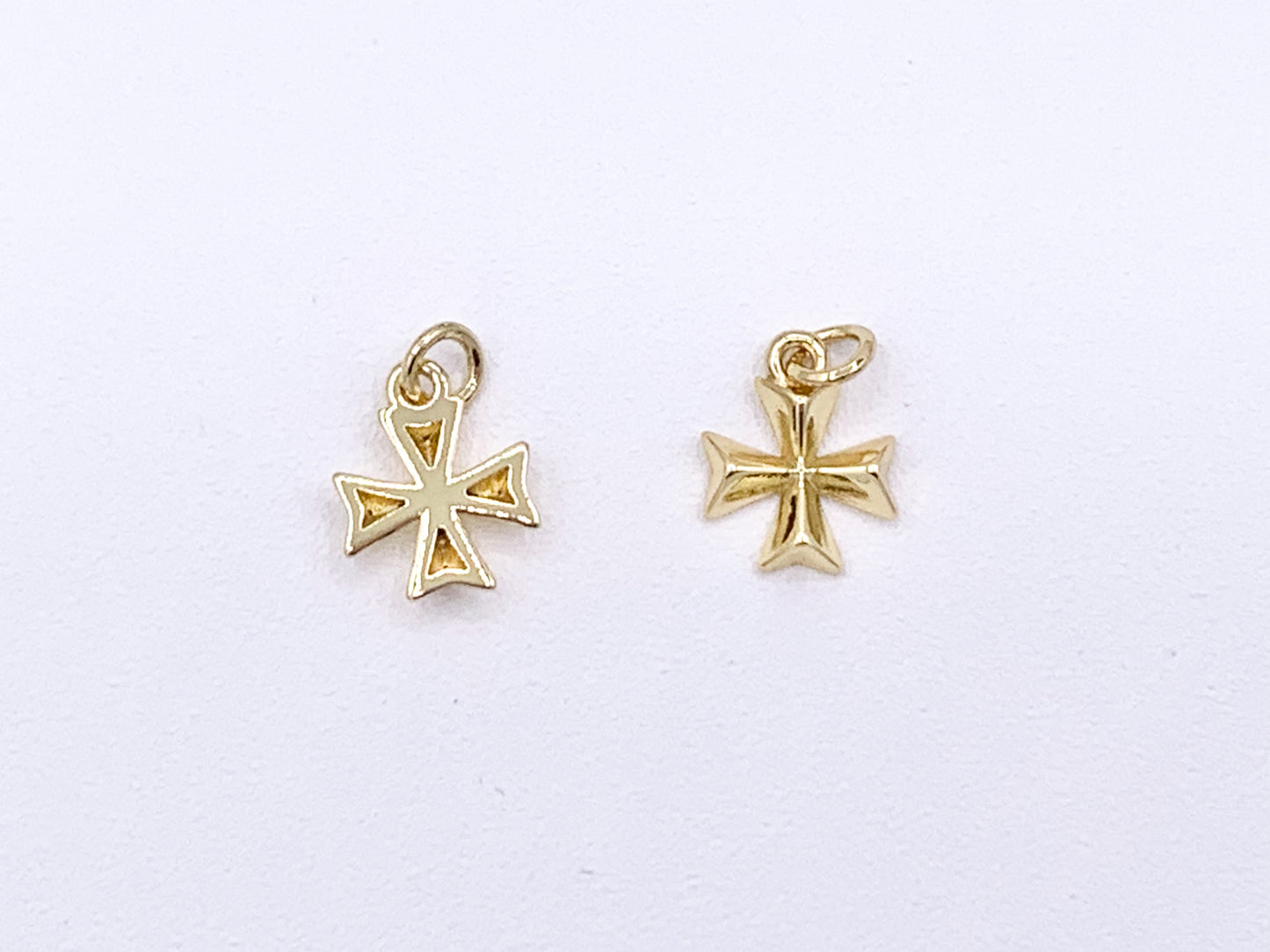 Tiny Cute Cross Religious Charms plated in 18K Gold Copper Base 10pcs